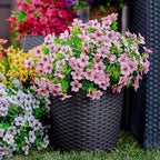 Artificial Flowers for Outdoors Fake Plants - 16 Bundles Faux Outside Greenery Boxwood No Fade Plastic Shrubs Fall Decor Farmhouse Home Garden Thanksgiving Mums (Pink)
