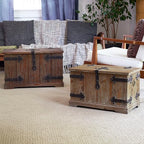 Household Essentials 2 Piece Decorative Trunks, Victorian Set, Small and Large, Chinese Fir Wood, Aged-Wood Finish with Metal Accents, Fully Opening Lid, Stout Design, Ring Handles