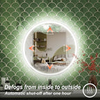 20 Inch Round LED Bathroom Mirror,Front & Backlit Lighted Bathroom Vanity Mirror, 6000K, CRI 90+, Dimmable, Touch, Anti-Fog