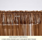 Akiky Canopy Bed Curtain with Lights Bed Drapes for Girls Adults Soft Bed Canopy Scarf for Bed Room Decoration (Full/Queen, Coffee)