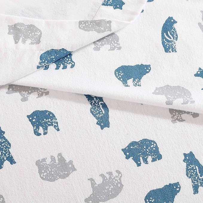 Eddie Bauer- Queen Sheet Set, Cotton Flannel Bedding Set, Brushed for Extra Softness, Cozy Home Décor (Bear Mountain Grey, Queen)