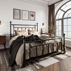 SHA CERLIN 14'' Full Size Metal Platform Bed Frame/Victorian Headboard and Footboard/Steel Slats Mattress Foundation for Storage/No Box Spring Needed/Noise Free/Black
