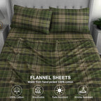 RUVANTI Flannel Sheets Split King Size - 100% Cotton Brushed Split King Bed Sheets Set, Deep Pockets 16 Inches, All Seasons Breathable & Extra Soft, Warm & Cozy, 5 Piece, DNA Plaid