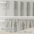 RYB HOME Linen Sheer Curtains 95 inches Long, Textured Privacy Semi Sheer Curtains 2 Hanging Options for Bedroom Office Living Room Patio Door Window Decor, Grey, W 52 x L 95, 2 Pcs