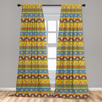 Ambesonne Aztec Curtains, Traditional Classic Tribal Style Folk Motif Sun Mexican Culture Image, Window Treatments 2 Panel Set for Living Room Bedroom, Pair of - 28" x 63", Yellow Orange