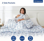 DREAMCARE Twin Size Sheets - Cooling Bed Sheets - Twin Sheet Set - Soft & Long Lasting 100% Fine Brushed Floral Blue Sheets