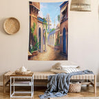 Lunarable City Tapestry Queen Size, Babylon City Gardens Architecture 7 Wonders of the World, Wall Hanging Bedspread Bed Cover Wall Decor, 88" X 88", Caramel Green