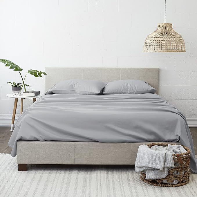 Linen Market Double-Brushed Microfiber California King Sheet Set 4 Piece – Oeko-TEX Certified Ultra Soft & Wrinkle-Free - 16" Deep Pocket Sheets Easy Care Cal-King Size - Light Gray