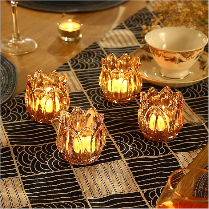 GOLDEAL 12Pcs Gold Votive Candle Holders, Thick Glass Tea Light Candle Holder Bulk, Tealight Candle Jars for Wedding Table Decor, Party Supplies, Bridal Shower Decorations, Centerpieces for Tables