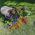 21 Bundles Outdoor Faux Plants UV Resistant Faux Bushes Plastic Artificial Flowers Fake Outdoor Plants for Home Garden Decor (7 Colors)