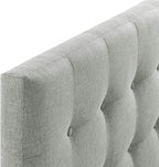 Modway Emily Tufted Button Linen Fabric Upholstered King Headboard in Gray