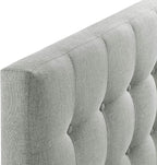 Modway Emily Tufted Button Linen Fabric Upholstered Twin Headboard in Gray