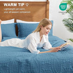 Love's cabin Twin Quilt Set Misty Blue Bedspreads Bedding Set - Soft Bed Lightweight Bedspread Comforter - Modern Style Coin Pattern Coverlet for All Season - 2 Pieces (1 Quilt, 1 Pillow Sham)