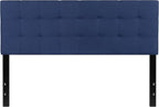 Flash Furniture Bedford Box Stitch Tufted Upholstered Queen Size Headboard in Navy Fabric