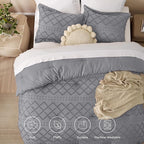 Bedsure King Comforter Set - Grey Comforter, Boho Tufted Shabby Chic Bedding for Kids, 3 Pieces Vintage Farmhouse Bed Set for All Seasons, Fluffy Soft Bedding with 2 Pillow Shams
