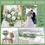 150 Pcs 4 Kinds Mixed Artificial Eucalyptus Leaves Stems Bulk Fake Silver Dollar Eucalyptus Bundle Faux Plants Greenery for DIY Bouquets Floral Arrangement Wedding Engagement Party Decor