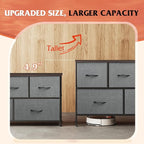 WLIVE Dresser for Bedroom with 5 Drawers, Long Storage Tower Organizer Unit, Fabric Dresser, Storage Drawer Unit with Fabric Bins for Closet, Hallway, Dark Grey, Size L