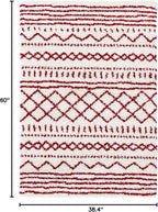 SAFAVIEH Arizona Shag Collection Accent Rug - 3'2" x 5', Ivory & Red, Moroccan Design, Non-Shedding & Easy Care, 1.6-inch Thick Ideal for High Traffic Areas in Entryway, Living Room, Bedroom (ASG741P)