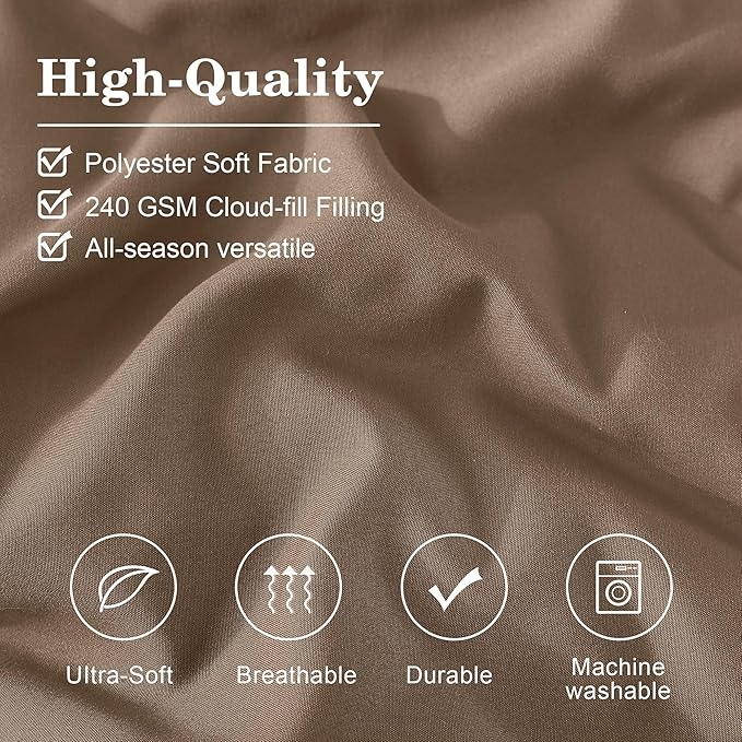 Monbix King Size Comforter Set - 7 Pieces Bed in a Bag King, Raw Umber Bedding Sets with Comforter, All Seasons Down Alternative Comforter Bed Set with Sheets, Pillowcases & Shams