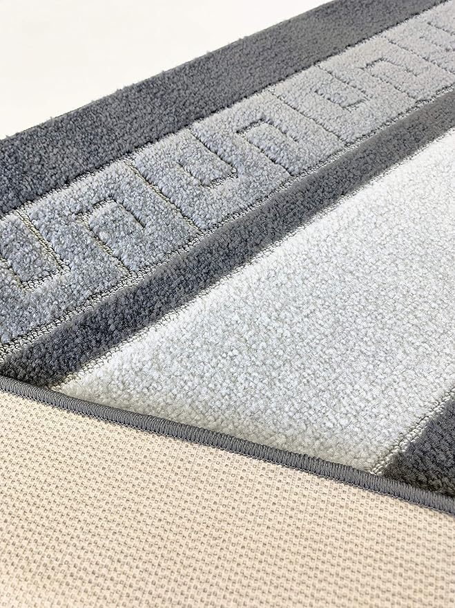 Custom Length Cut to Size Ancient Latin Hellenic Motif Carpet Runner Rug for Hallways, Non Slip Rubber Backed, 31 inch Wide X Customized Length, Greek Key Grey, 31 inch X 12 feet
