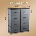 WLIVE Fabric Dresser for Bedroom, Tall Dresser with 8 Drawers, Storage Tower with Fabric Bins, Double Dressers, Chest of Drawers for Closet, Living Room, Hallway, Dark Gray