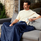 Exclusivo Mezcla Fleece Blanket King Size for Bed, Super Soft and Warm, All Season Use, Cozy, Plush, Lightweight, 90x104 Inches, Navy Blue