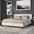 Flash Furniture Bedford Tufted Upholstered King Size Headboard in White Fabric
