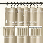 KangBang Natural Beige 72 Inch Wide Blackout Linen Curtains, Sliding Door Curtains Light Blocking Room Darkening Rustic Classy Drapes for Living Room(Back Tab/Rod Pocket/Hook Belt, 2 Panels, 72Wx84L)