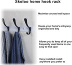 SKOLOO Modern Metal Wall Coat Rack with 5 Hooks - Sturdy Wall Hook Rack for Hanging Coat, Jacket, Clothes, Hat, Black on White