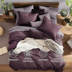 Monbix Oversized Queen Comforter Set - 7 Pieces Cationic Dyeing Italian Plum Bed in a Bag Bedding Sets with Comforter, Sheets, Pillowcases & Shams, Reversible Bedding Comforters Sets