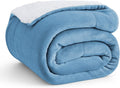 Bedsure GentleSoft Sherpa Fleece Throw Blanket Twin Size for Couch - Thick and Warm Throw for Women and Men, Soft Fuzzy Plush Twin Blanket for Winter, Washed Blue, 60x80 Inches