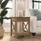 Bush Home End Table with Drawer, Nightstand with Storage, Living Room and Bedroom Furniture, Key West Collection, Reclaimed Pine