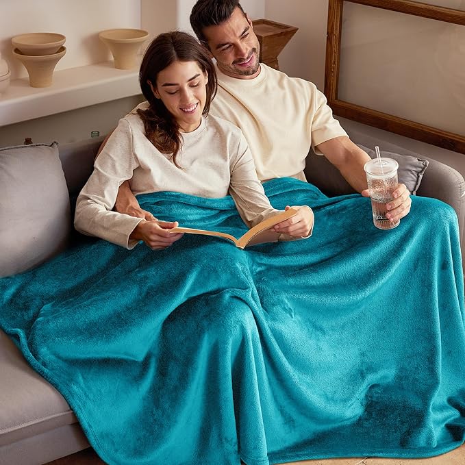 Exclusivo Mezcla Fleece Blanket Twin Size for Bed, Super Soft and Warm, All Season Use, Cozy, Plush, Lightweight, 60x80 Inches Teal
