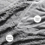 Tuddrom Decorative Extra Soft Faux Fur Blanket Queen Size 80" x 90",Solid Reversible Fuzzy Fluffy Cozy Plush Fleece Comfy Microfiber Blanket for Couch Sofa Bed,Grey
