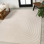 Eyely NCS101A-4 Scandinavian Odense Minimalist Angle Geometric Indoor Area Rug, Modern, Contemporary, Coastal, Bohemian, Bedroom, Kitchen, Living Room, Non Shedding, Ivory/Cream, 4' x 6'