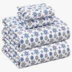 RUVANTI Flannel Sheets Queen Size - 100% Cotton Double Brushed Bed Sheets, Deep Pockets 16 Inches Queen Sheet Set, All Seasons Breathable & Extra Soft - Warm & Cozy, 4 Piece, Snow Flake Grey