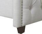 Jennifer Taylor Home Marcella Upholstered Shelter Headboard Bed Set, King, Antique White Polyester