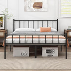 King Bed Frame-Classic Metal Platform Bed Frame,Mattress Foundation with Steel Slat Support,Under Foundation Storage,No Box Spring Needed, Easy Assembly, King Size