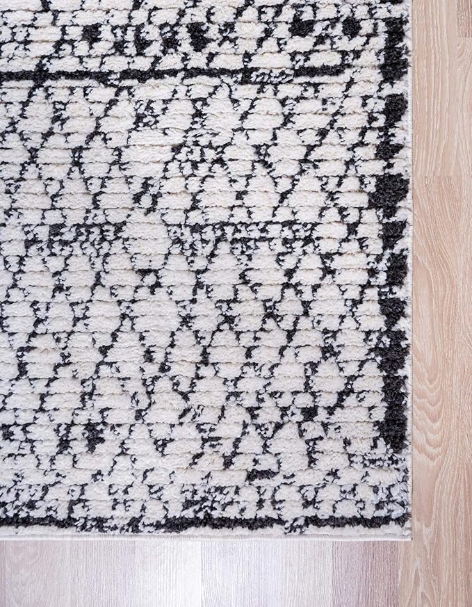 Rugs.com Morocco Collection Rug – 9' x 12' Ivory High-Pile Rug Perfect for Living Rooms, Large Dining Rooms, Open Floorplans