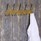 Dseap Coat Rack Wall Mounted - 5 Tri Hooks, Heavy Duty, Stainless Steel, Metal Coat Hook Rail for Coat Hat Towel Purse Robes Mudroom Bathroom Entryway,Gold