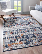 Rugs.com Morocco Collection Rug – 5' x 8' Navy Blue High-Pile Rug Perfect for Living Rooms, Large Dining Rooms, Open Floorplans