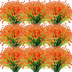Hoteam 50 Bundles Fall Outdoor Artificial Flowers Plants Uv Resistant Outside Faux Flowers Plastic Fake Plants Outdoor Summer Seasons Decoration Shrubs Garden Porch, Orange