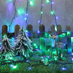 Brizled Blue & Green LED Christmas Lights, 33ft 100 5MM Wide Angle Connectable Mini Tree Lights, UL Listed Xmas Indoor/Outdoor Party Decor, Green Wire