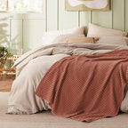 Bedsure Cooling Cotton Waffle Twin XL Blanket - Lightweight Breathable Blanket of Rayon Derived from Bamboo for Hot Sleepers, Luxury Throws for Bed, Couch and Sofa, Red Orange, 66x90 Inches