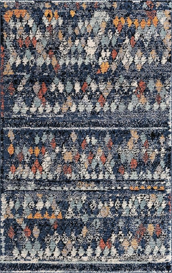 Rugs.com Morocco Collection Rug – 5' x 8' Navy Blue High-Pile Rug Perfect for Living Rooms, Large Dining Rooms, Open Floorplans