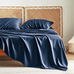 Bedsure Cooling Sheets Twin XL, Rayon Derived from Bamboo, Breathable & Soft Twin XL Sheet Sets, Deep Pocket Up to 16 Inches, Hotel Luxury Silky Dorm Bedding for Hot Sleepers, Navy