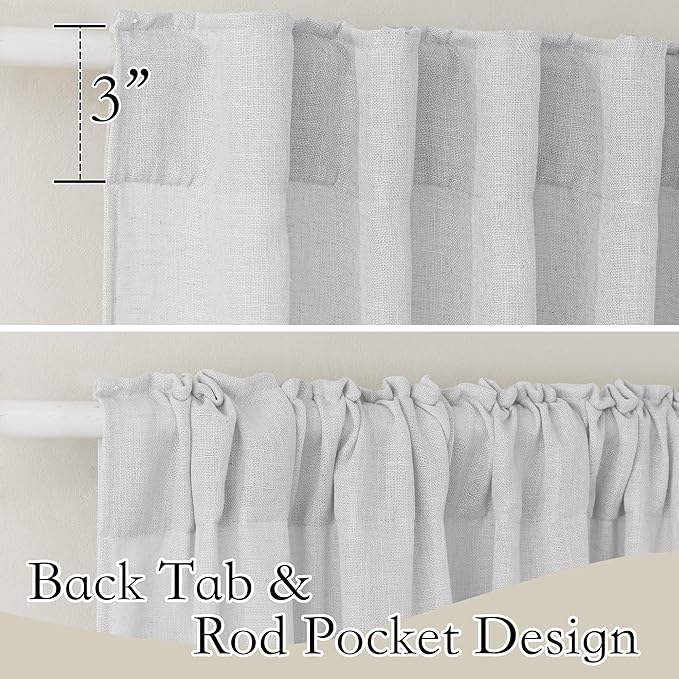 RYB HOME Linen Textured Curtains Semi Sheer Window Curtains Light Filtering Ariy Privacy Sheers for Bedroom Living Room Bathroom Patio Door, Dove Grey, 52 inch Wide x 72 inch Long, 2 Panels