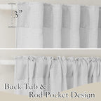 RYB HOME Semi Sheer Curtains - Linen Style Semitransparent Privacy Window Draperies Soft Airy Famhouse Curtains Sheer Light Filtering for Bedroom, Kitchen, Dining, Car, W 52" x L 36", 2 Pcs, Dove Grey