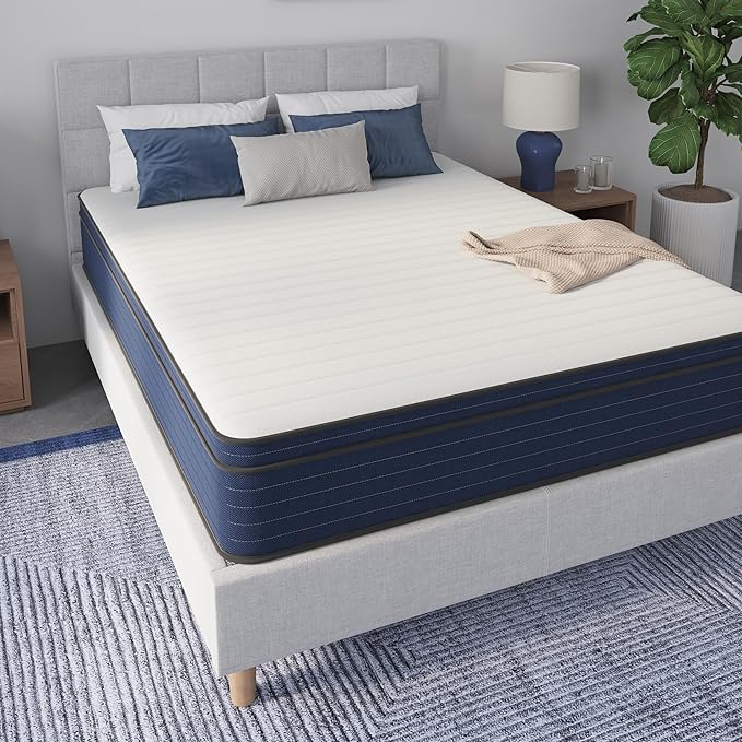 NapQueen Queen Size, 12 Inch New Victoria Hybrid Cooling Gel Infused Pocket Spring and Memory Foam Mattress, Bed in a Box, CertiPUR-US Certified