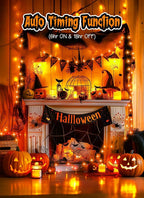 Minetom Halloween Fairy Lights, 33Ft 100 LED Battery Operated Fairy Lights, Waterproof Copper Wire Mason Jar Lights for Home Party Ghost Haunted House Indoor Outdoor Halloween Decorations, Orange